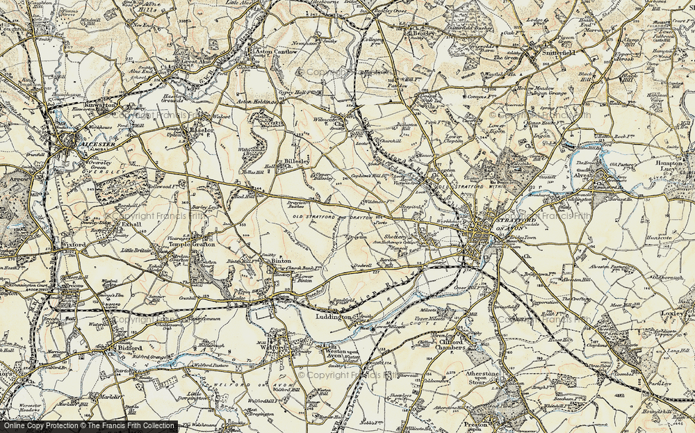 Old Map of Historic Map covering Dodwell in 1899-1902