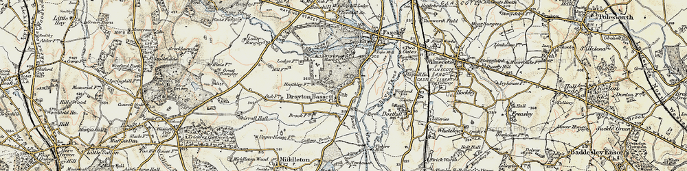 Old map of Drayton Bassett in 1901-1902