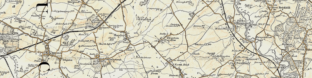 Old map of Drayton Parslow in 1898