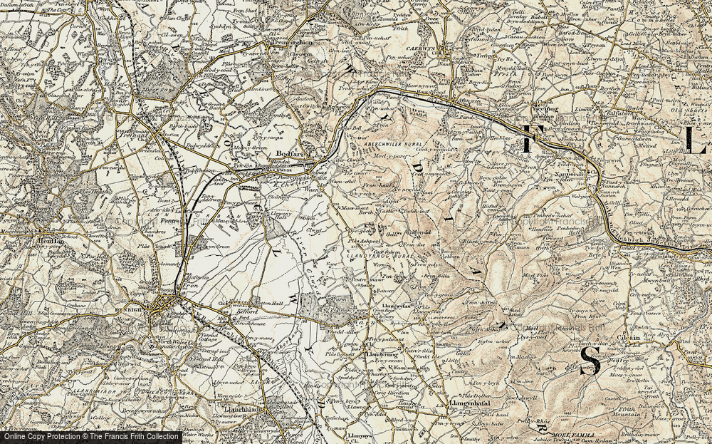 Old Map of Historic Map covering River Clwyd in 1902