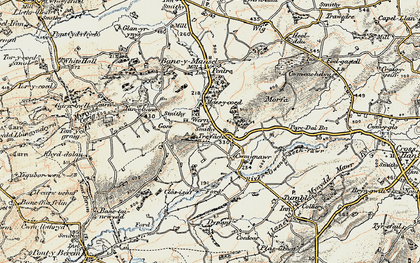 Old map of Drefach in 1900-1901