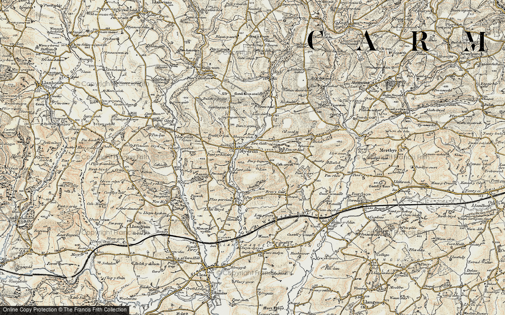 Old Map of Historic Map covering Bron-y-gaer in 1901
