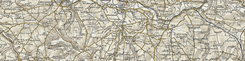 Old map of Drefach in 1901