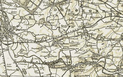 Old map of Dreghorn in 1905-1906