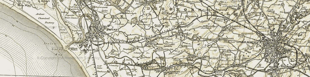 Old map of Dreghorn in 1905-1906