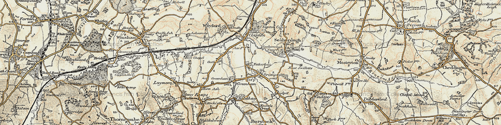 Old map of Drimpton in 1898-1899
