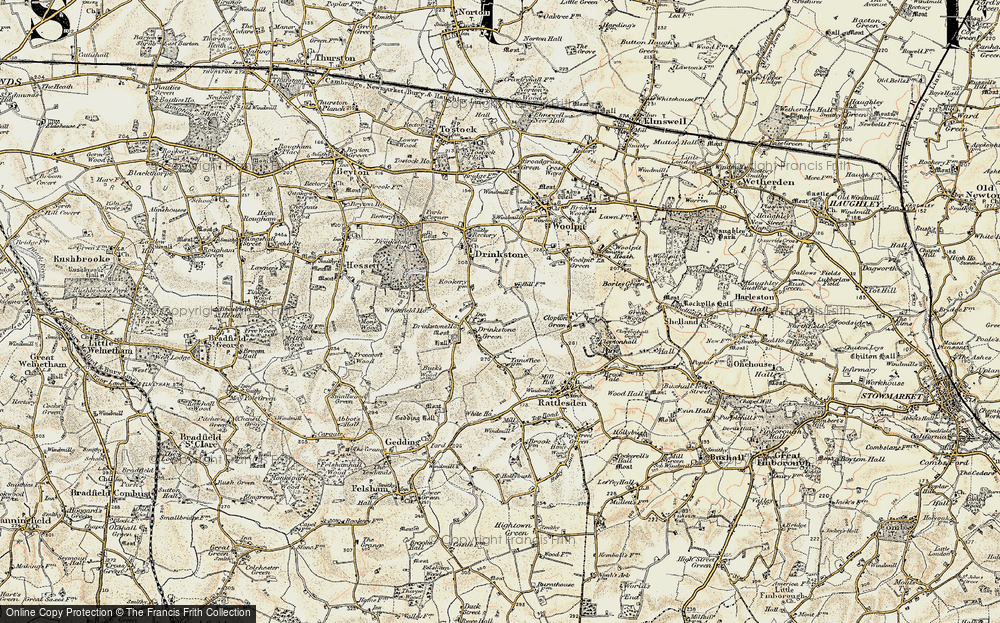 Old Map of Drinkstone Green, 1899-1901 in 1899-1901