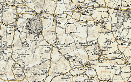 Old map of Drinkstone Green in 1899-1901