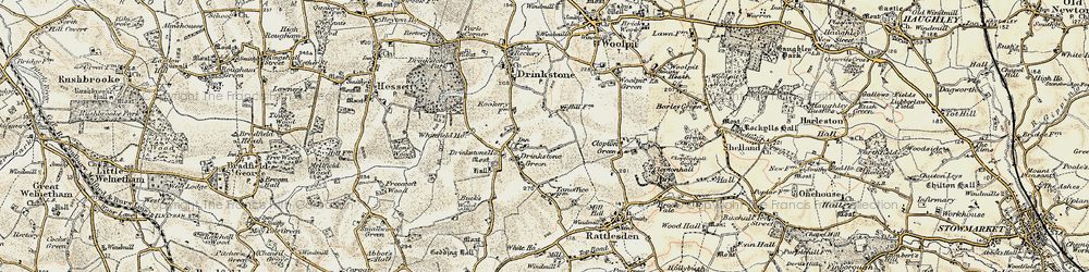 Old map of Drinkstone Green in 1899-1901