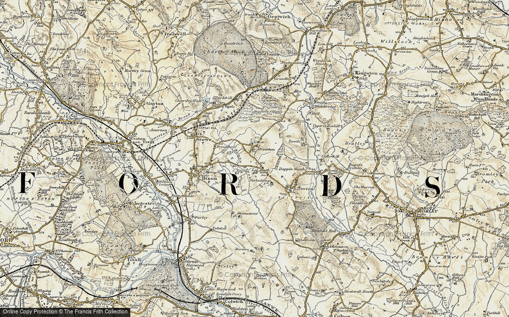 Old Map of Historic Map covering Bourn Brook in 1902