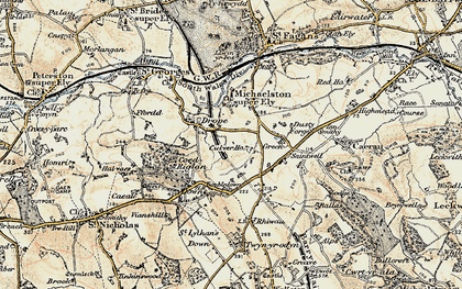 Old map of Drope in 1899-1900