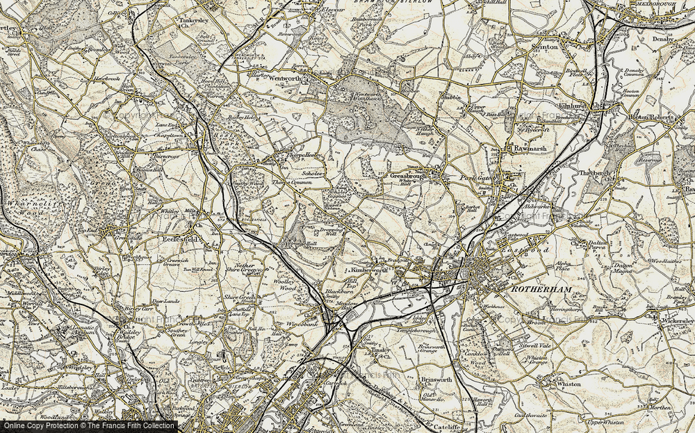 Old Map of Dropping Well, 1903 in 1903