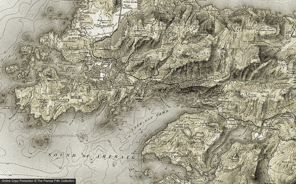 Old Map of Historic Map covering Borrodale Burn in 1908