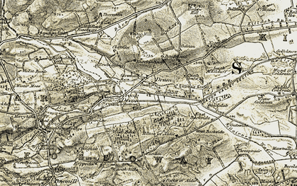 Old map of Drum in 1904-1908