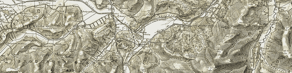 Old map of Drumelzier in 1903-1904