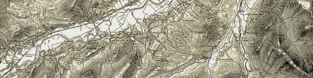 Old map of Tromie Mills in 1908