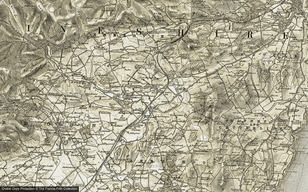 Old Map of Drumlithie, 1908-1909 in 1908-1909