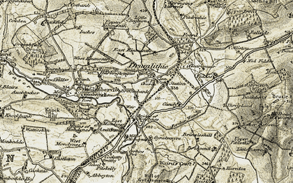 Old map of Drumlithie in 1908-1909