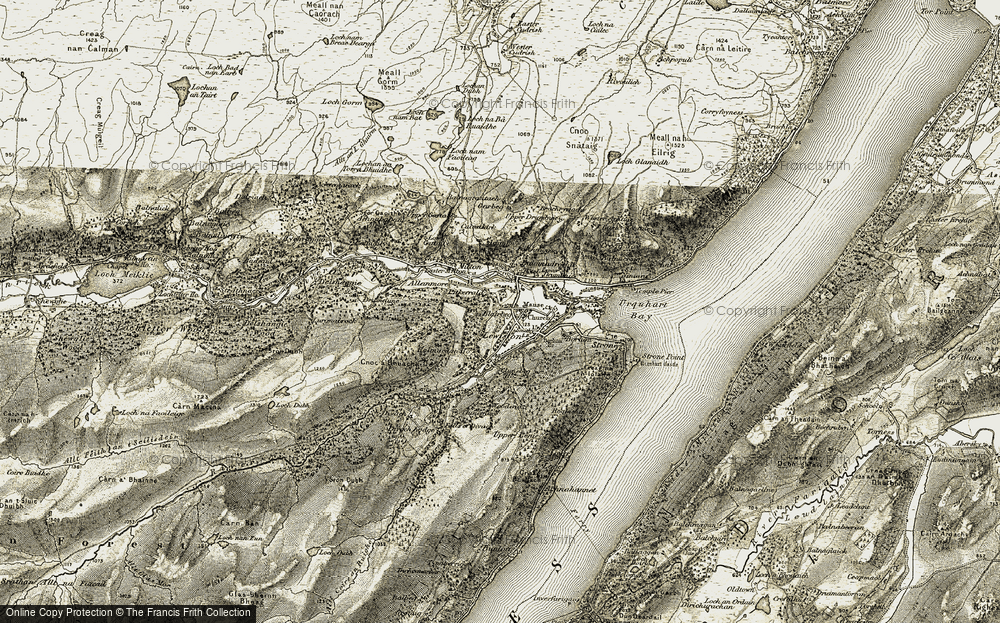 Old Map of Historic Map covering Achmony in 1908-1912