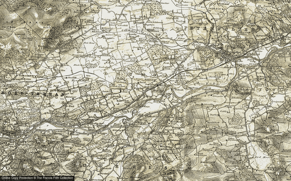 Old Map of Drumoak, 1908-1909 in 1908-1909