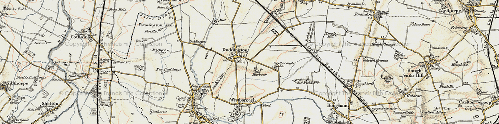 Old map of Dry Doddington in 1902-1903