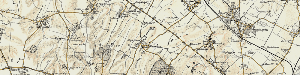 Old map of Dry Drayton in 1899-1901