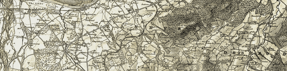 Old map of Burn of Buckie in 1910