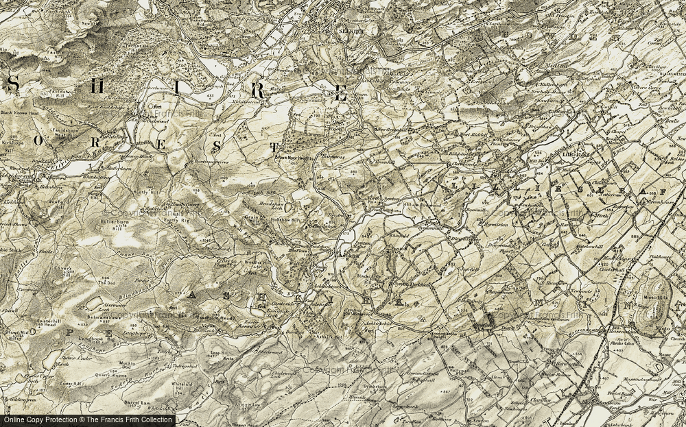 Old Map of Historic Map covering Brown Moor Heights in 1901-1904