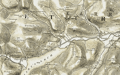 Old map of Dryhope in 1904