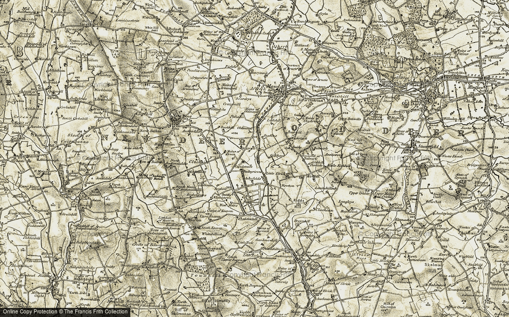 Old Map of Historic Map covering Badnyrieves in 1909-1910