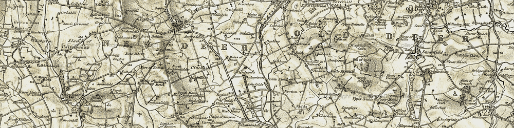 Old map of Drymuir in 1909-1910