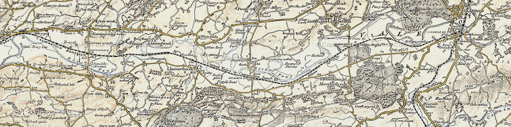 Old map of Dryslwyn in 1900-1901
