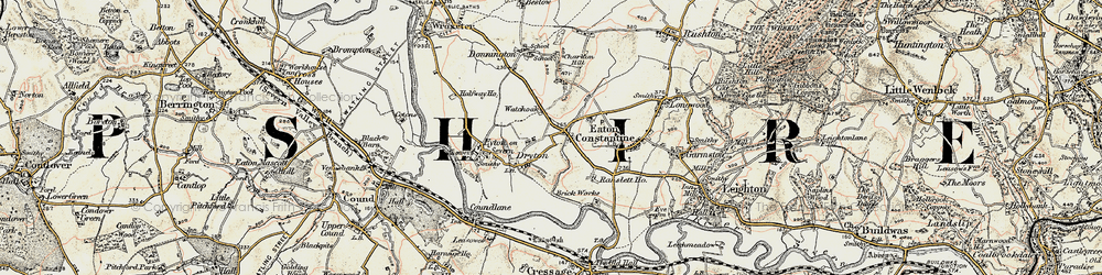 Old map of Dryton in 1902