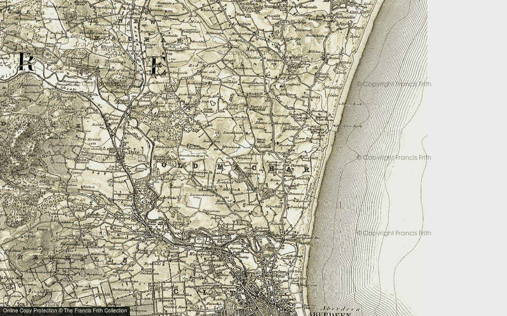Old Map of Historic Map covering Leuchlands in 1909