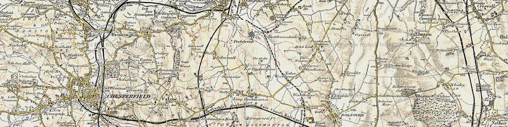 Old map of Duckmanton in 1902-1903