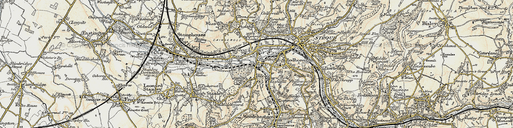 Old map of Dudbridge in 1898-1900