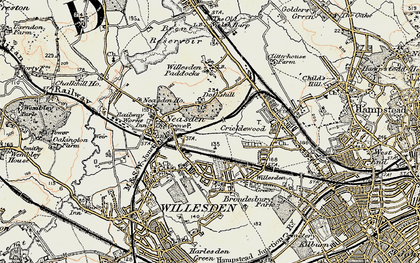 Old map of Dudden Hill in 1897-1909