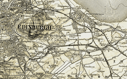 Old map of Duddingston in 1903-1904