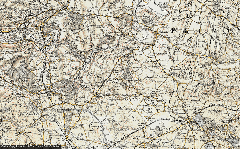Old Map of Dudleston, 1902 in 1902