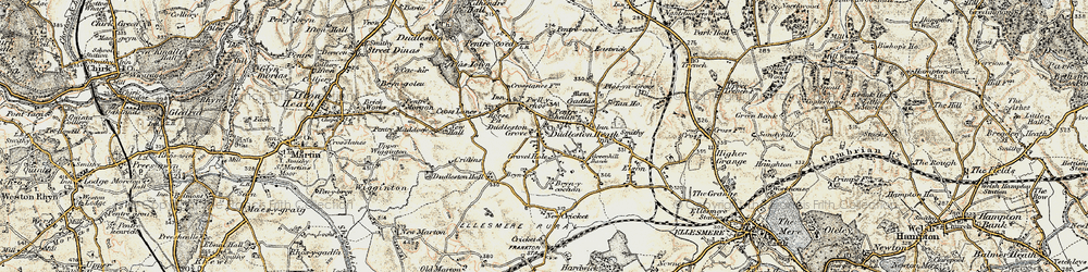 Old map of Dudleston Heath (Criftins) in 1902
