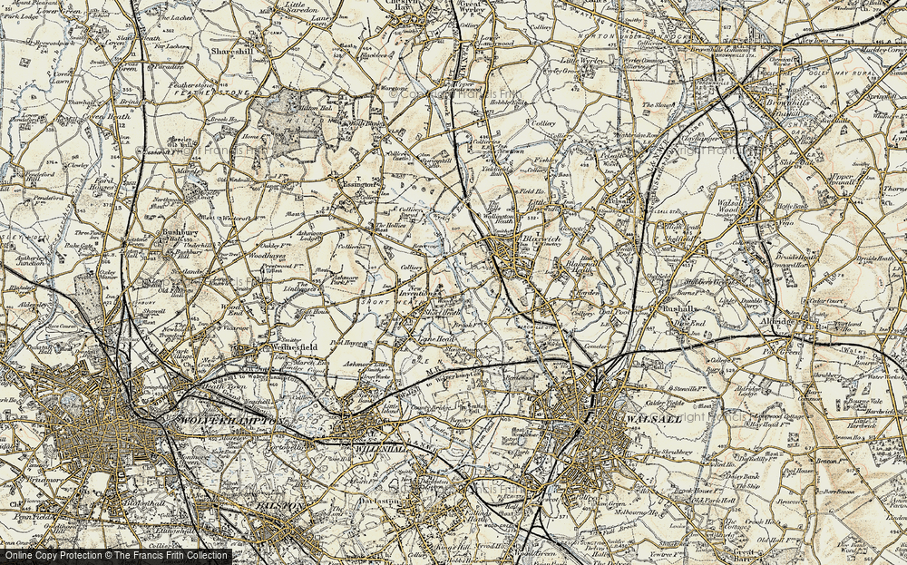 Old Map of Historic Map covering Wyrley and Essington Canal in 1902