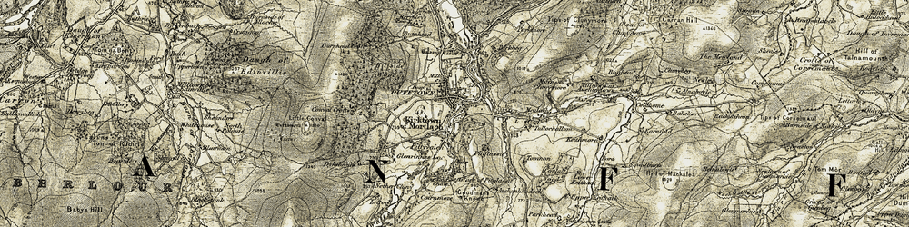 Old map of Tomnoan in 1908-1910