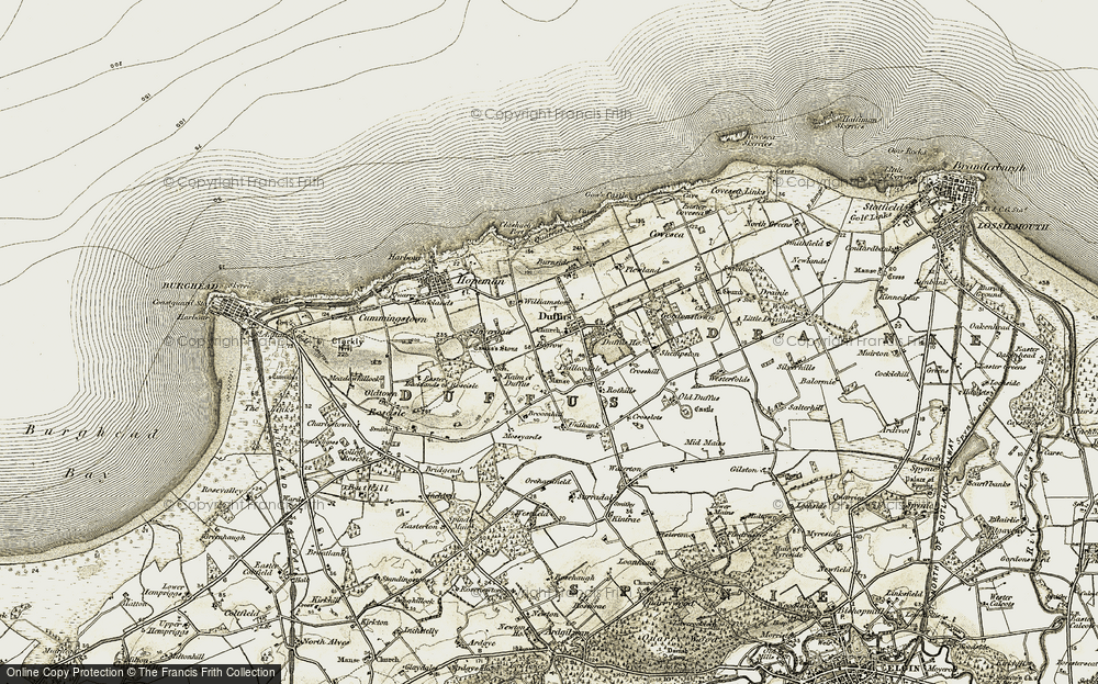 Old Map of Duffus, 1910-1911 in 1910-1911