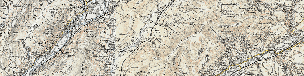 Old map of Dulais Valley in 1900-1901