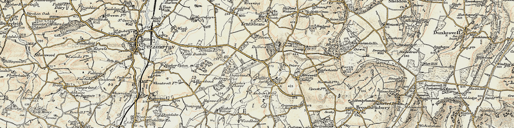 Old map of Dulford in 1898-1900