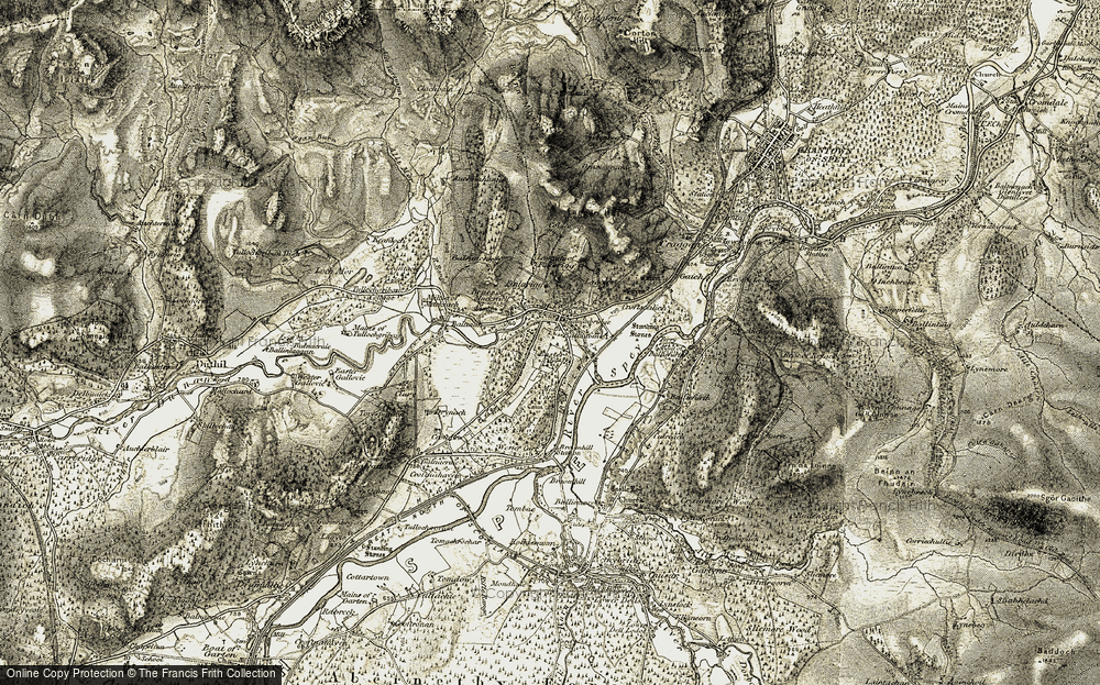 Old Map of Historic Map covering Wester Laggan in 1908-1911