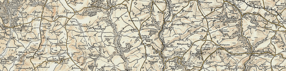 Old map of Bodbrane in 1900