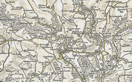 Old map of Highercombe in 1898-1900