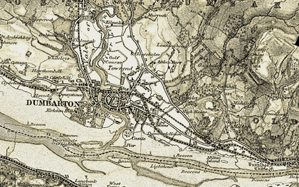 Old map of Dumbarton in 1905-1907