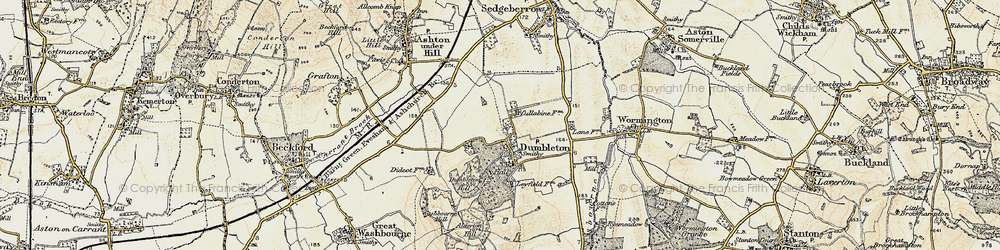 Old map of Dumbleton in 1899-1901